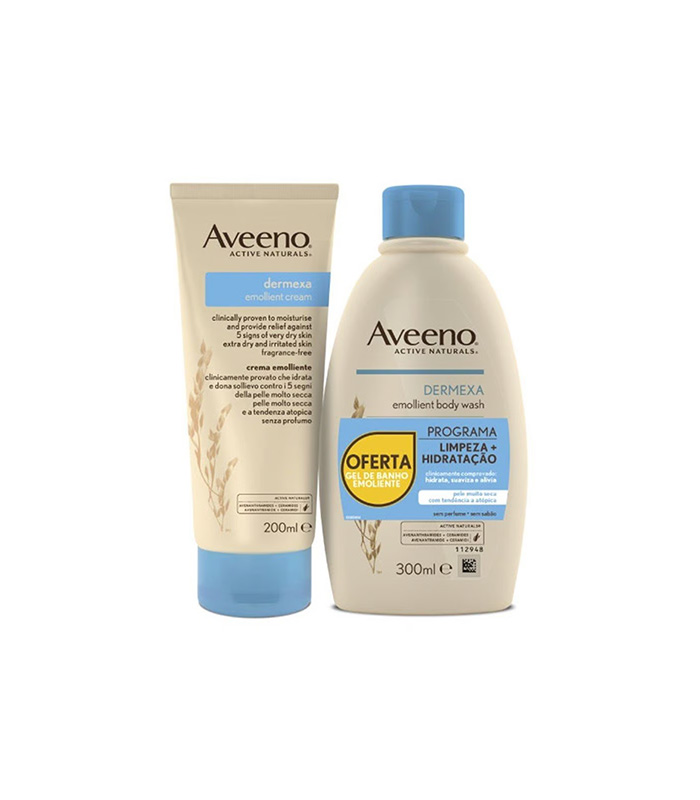 Dermexa Emollient Cream 200ml + Emollient Body Wash 300ml